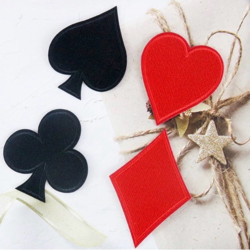 Spade,heart,diamond,club patch poker iron on patch, embroidered patch, appliqué
